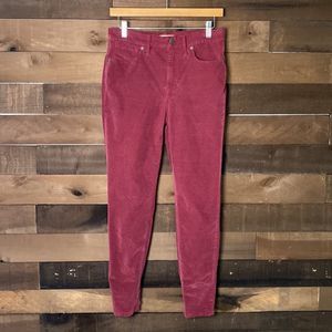 Madewell 10” High Rise Skinny Velvet Burgundy Pants